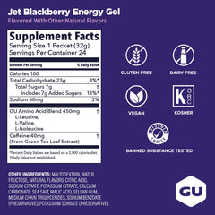 GU Energy gel en mano para comparar tamaño y transporte cómodo