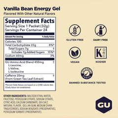 GU Energy sobre abierto con gel listo para consumir, beneficio: portátil y práctico durante ejercicio