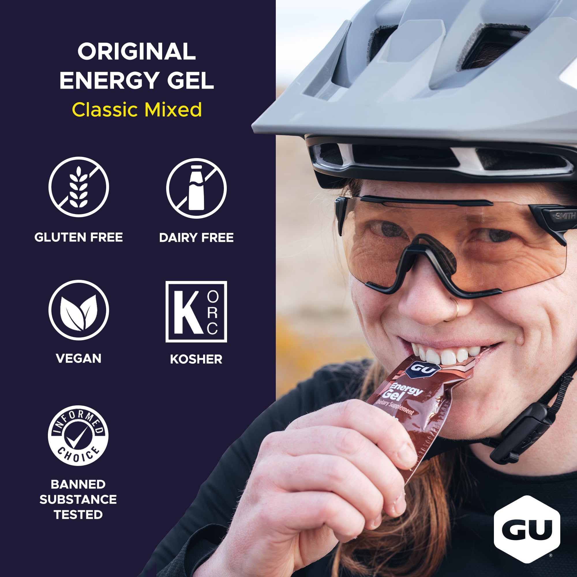 GU Energy sobre abierto con gel listo para consumir y energía instantánea