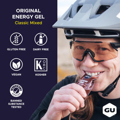 GU Energy sobre abierto con gel listo para consumir y energía instantánea