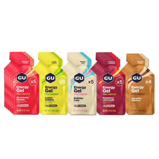 GU Energy sobre frontal del pack de 24, fácil de llevar y energizante