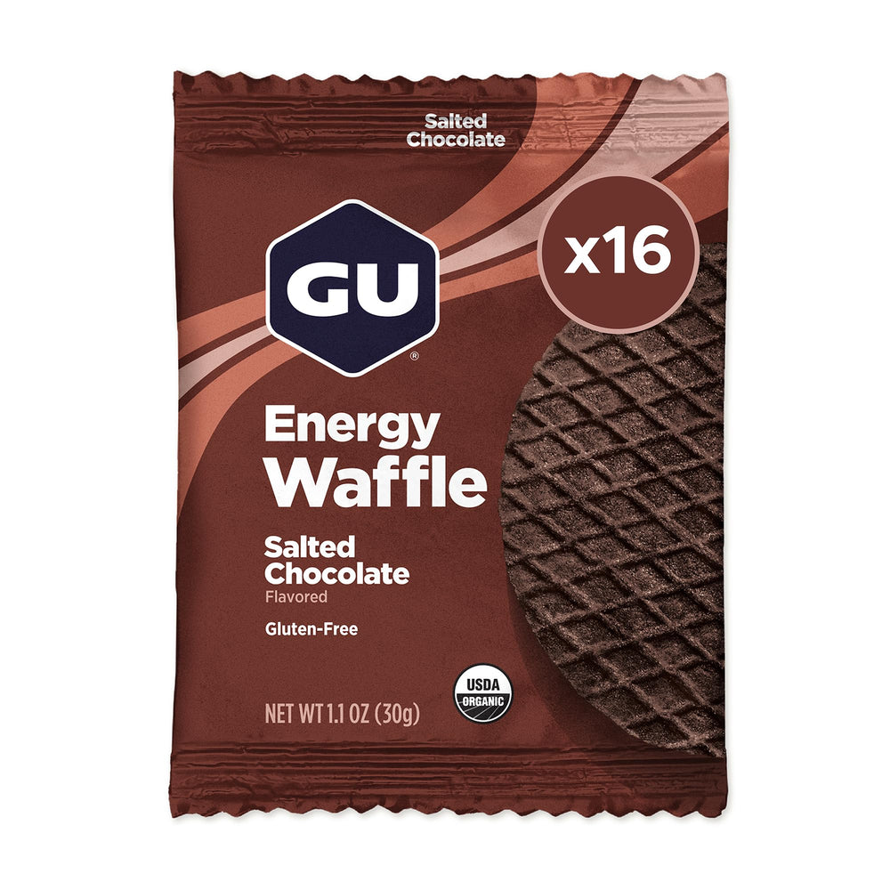 GU Energy empaque frontal mostrando 16 unidades y portabilidad