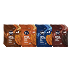 GU Energy frontal del paquete surtido mostrando variedad y portabilidad