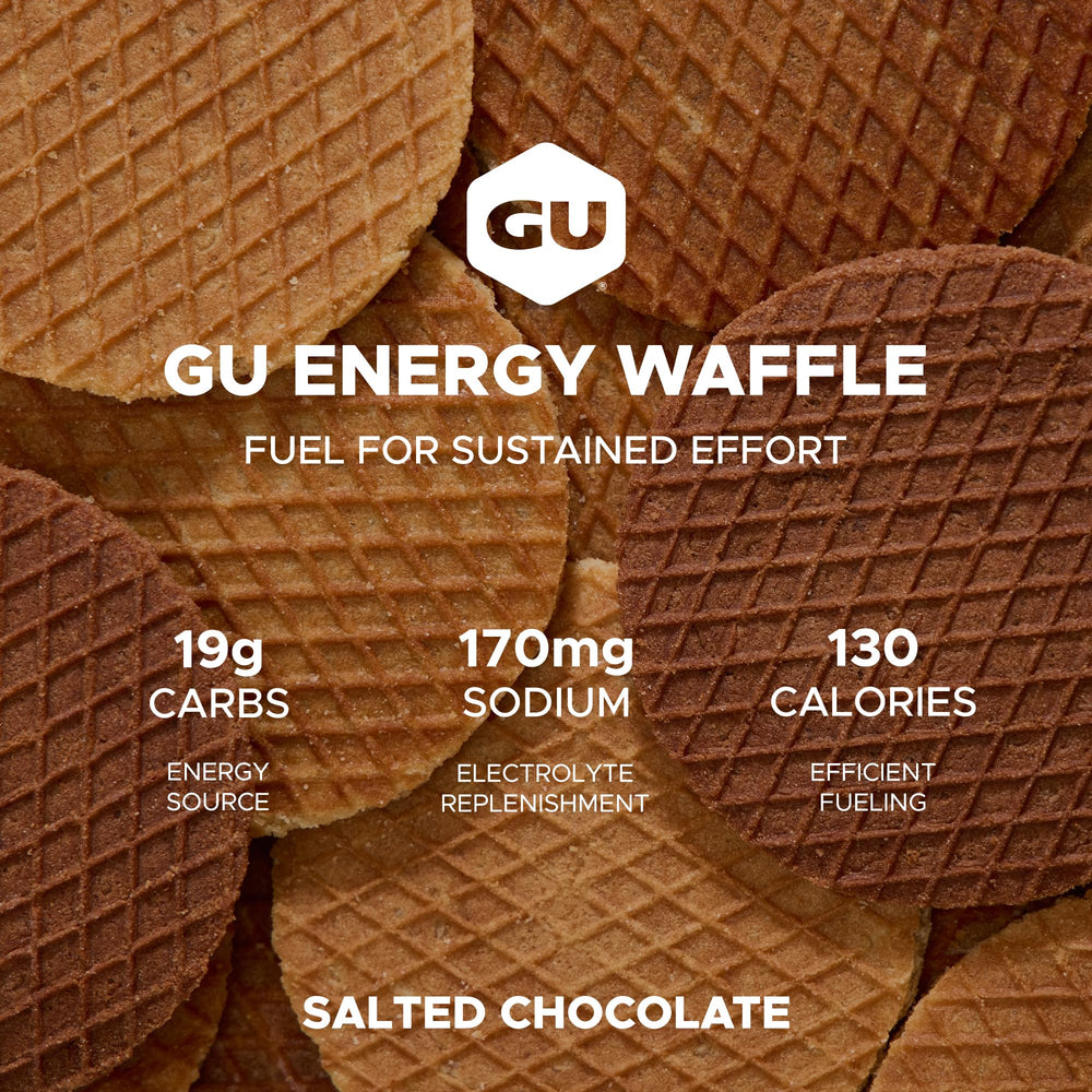 GU Energy close-up de la textura del gofre y relleno sabroso