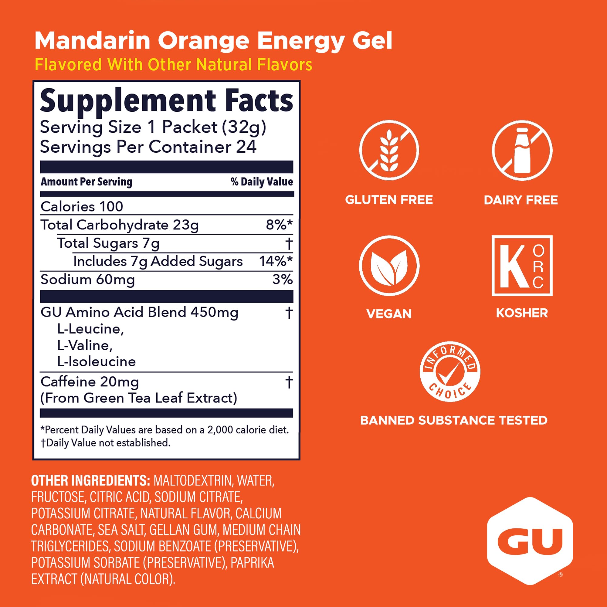 Close-up de la textura del gel GU Energy Mandarin Orange para absorción inmediata