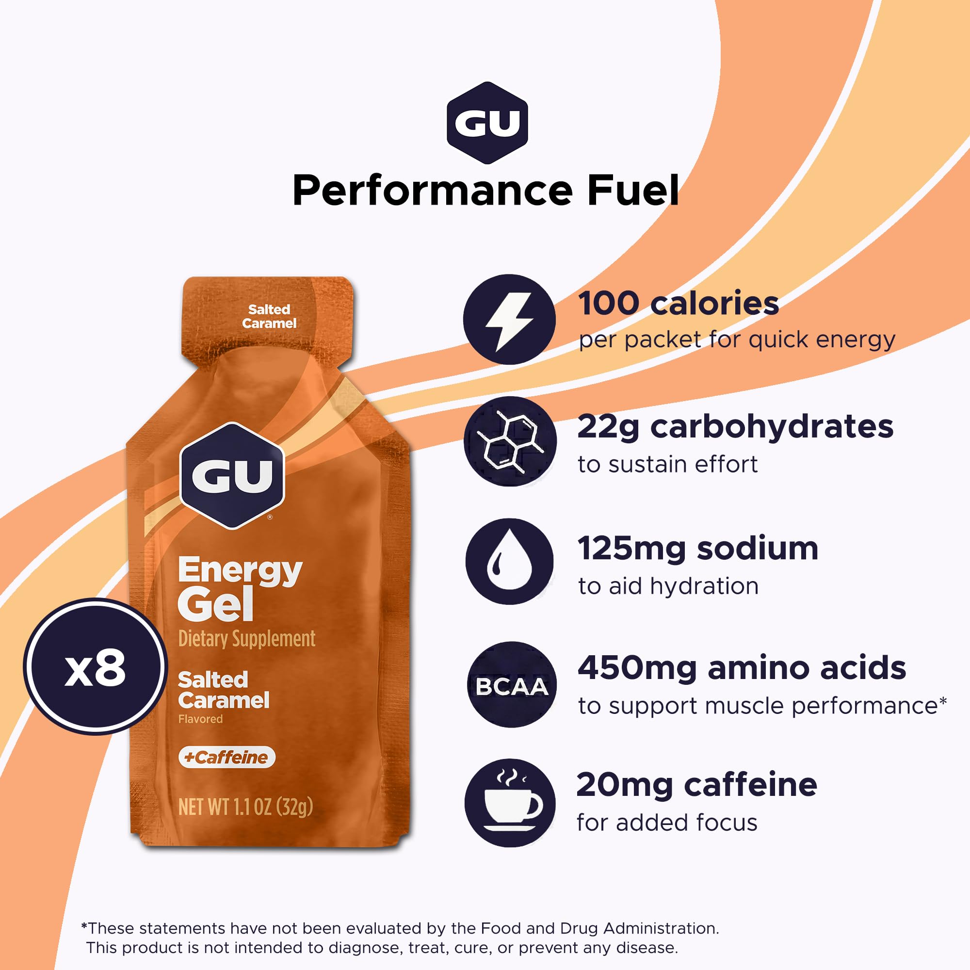 Detalle de la textura del gel GU Energy Salted Caramel indicando sabor y absorción rápida