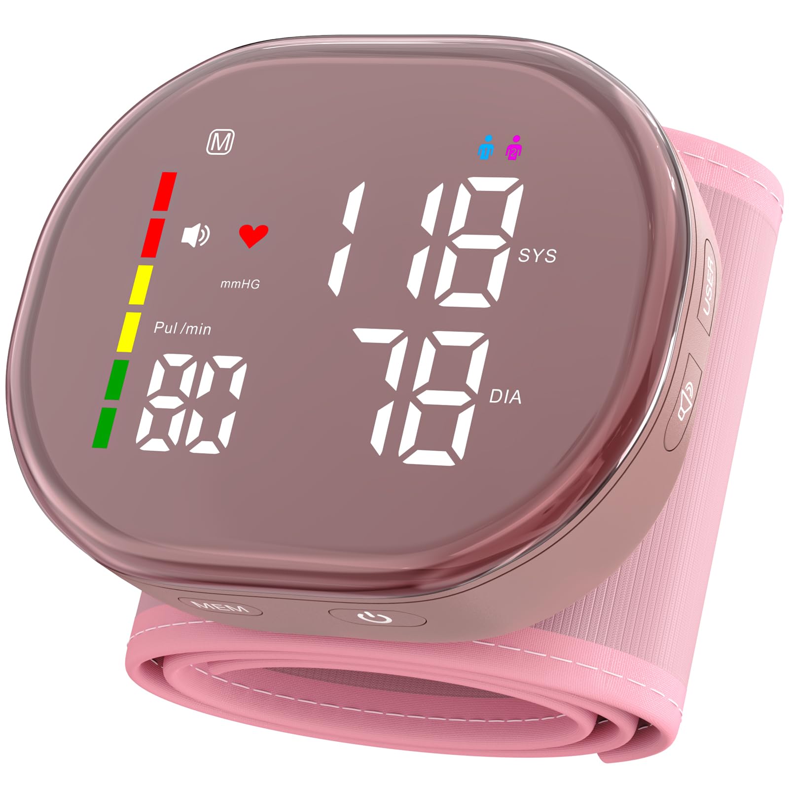 GUAEVER monitor de muñeca frontal con pantalla LED grande y lectura clara