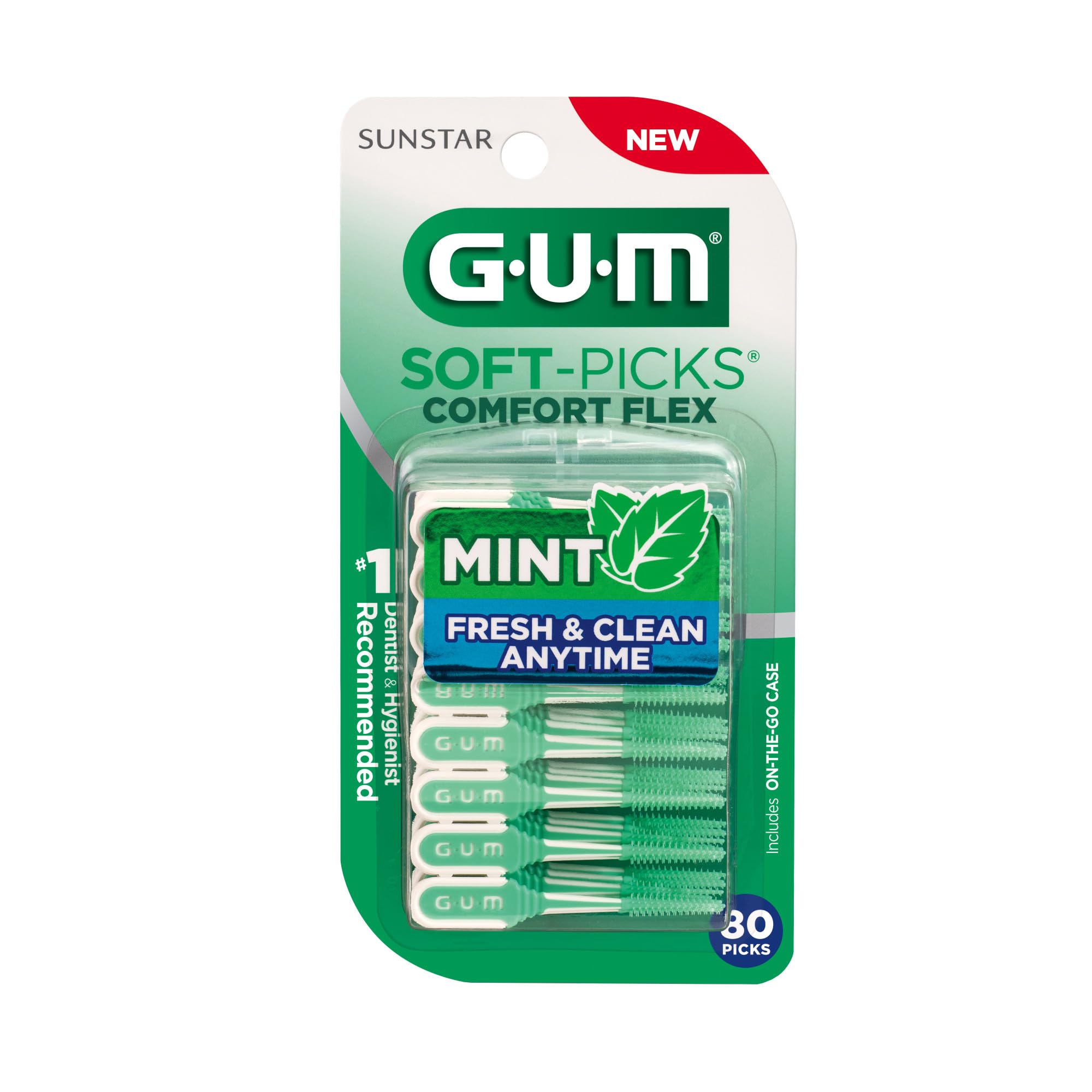 GUM palillo y estuche dentro de un bolso, perfecto para higiene oral fuera