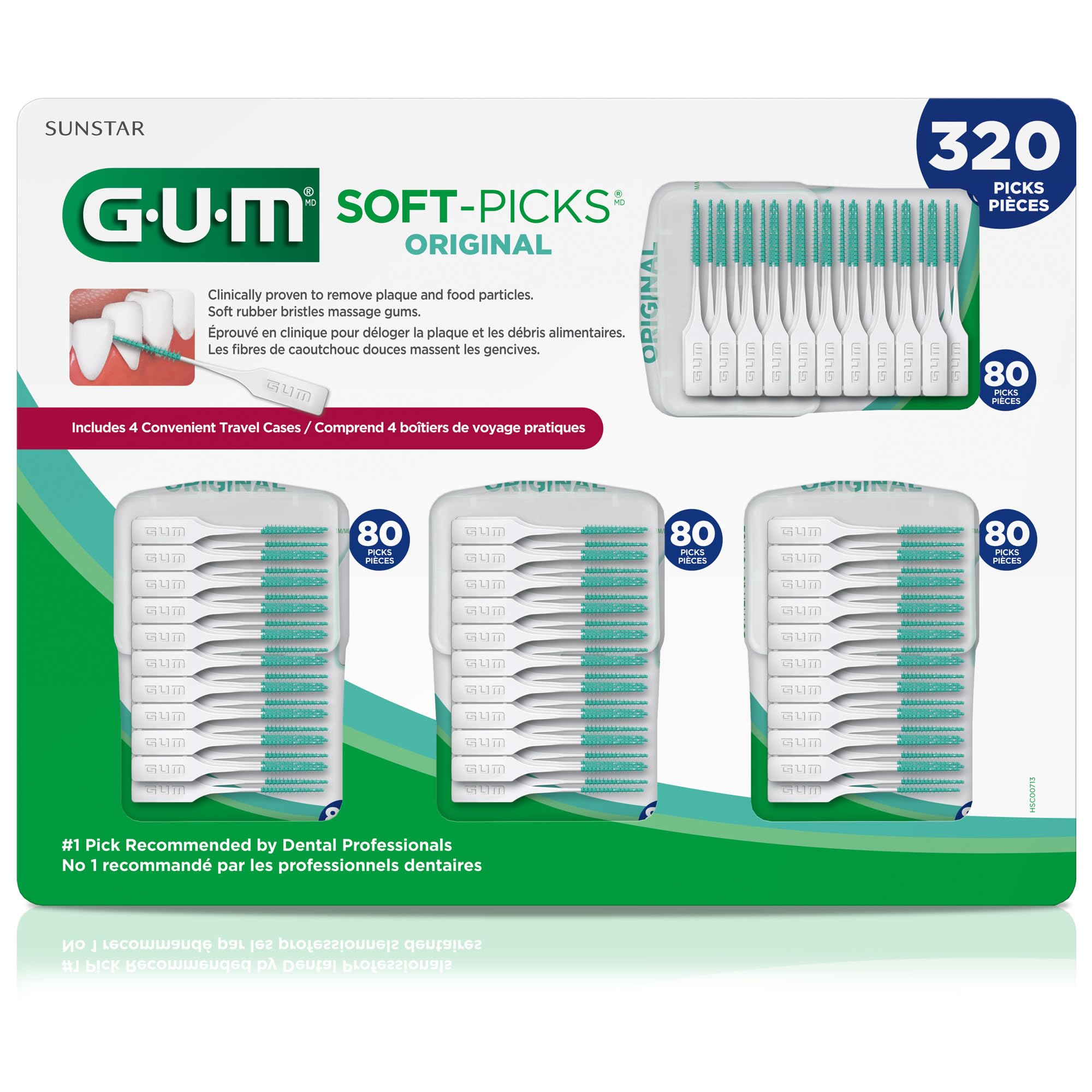 GUM estuche en bolso ilustrando conveniencia para uso fuera de casa