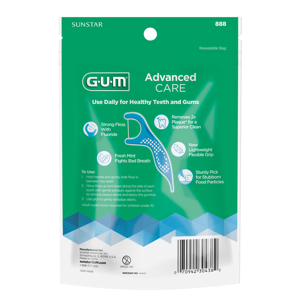 GUM floss picks en bolso listos para uso fuera de casa y frescor inmediato