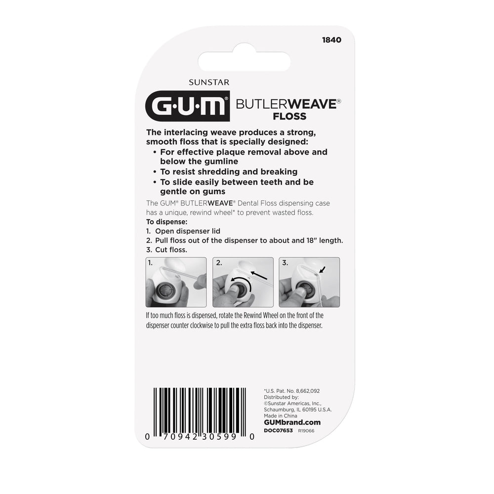 GUM ButlerWeave comparación de tamaño del carrete ideal para viaje