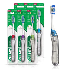 GUM cepillo plegable frontal mostrando diseño compacto y protección de cerdas