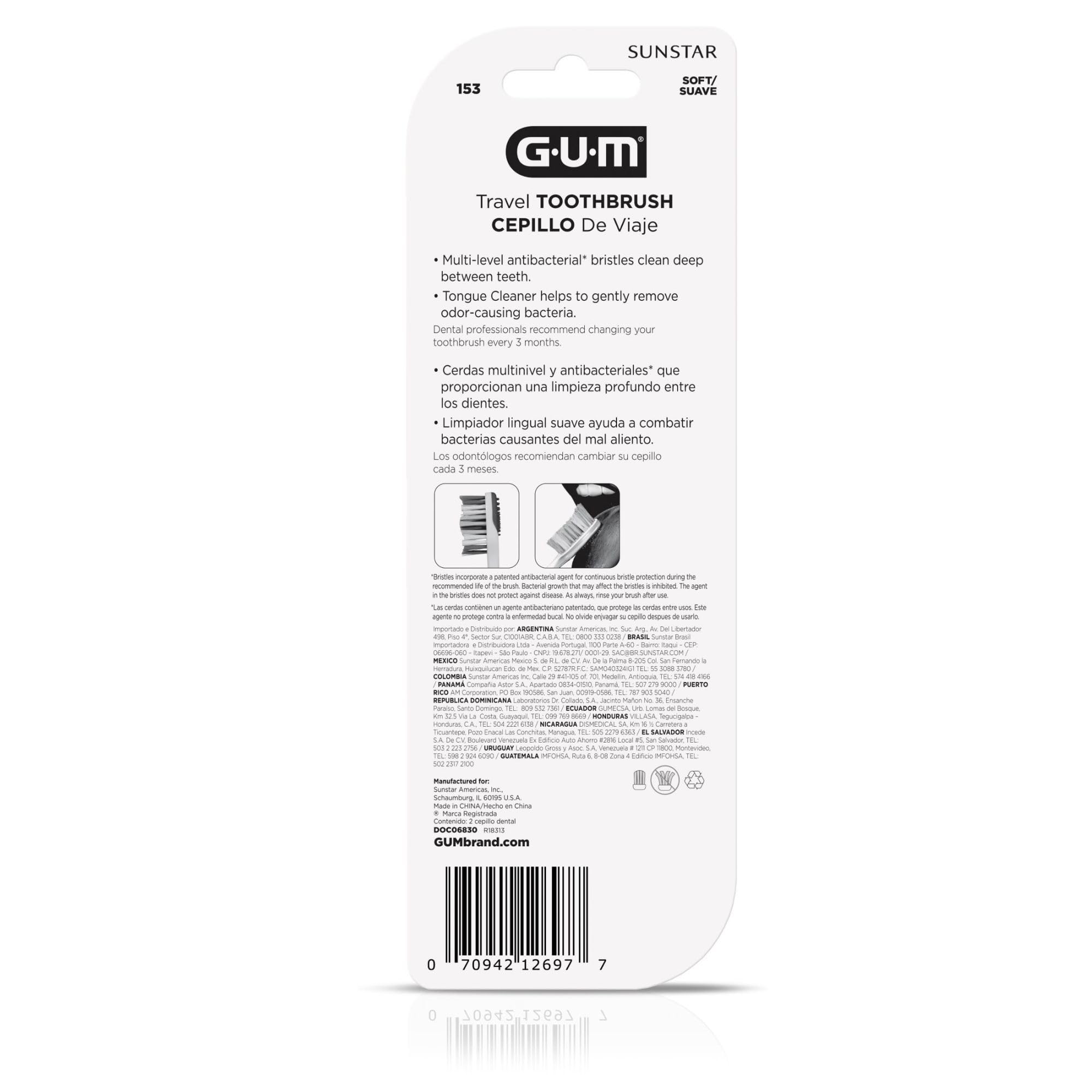 GUM detalle del limpiador de lengua integrado que ayuda a reducir olor