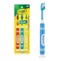 GUM cepillo infantil frontal con colores Crayola que motiva el cepillado