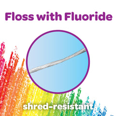 GUM Crayola detalle del hilo dental resistente recubierto con fluoruro