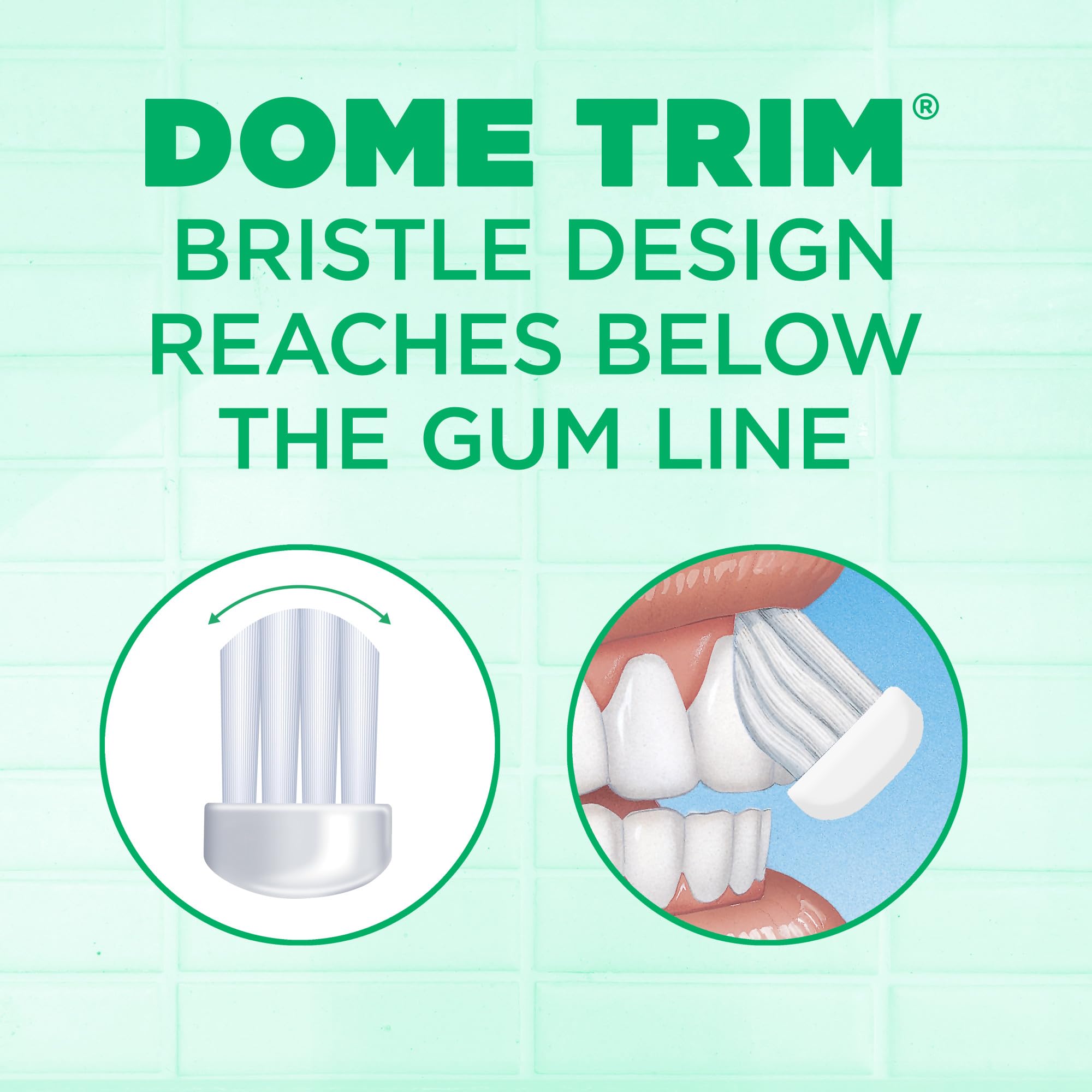 GUM detalle de cerdas dome trim que cuida la línea gingival