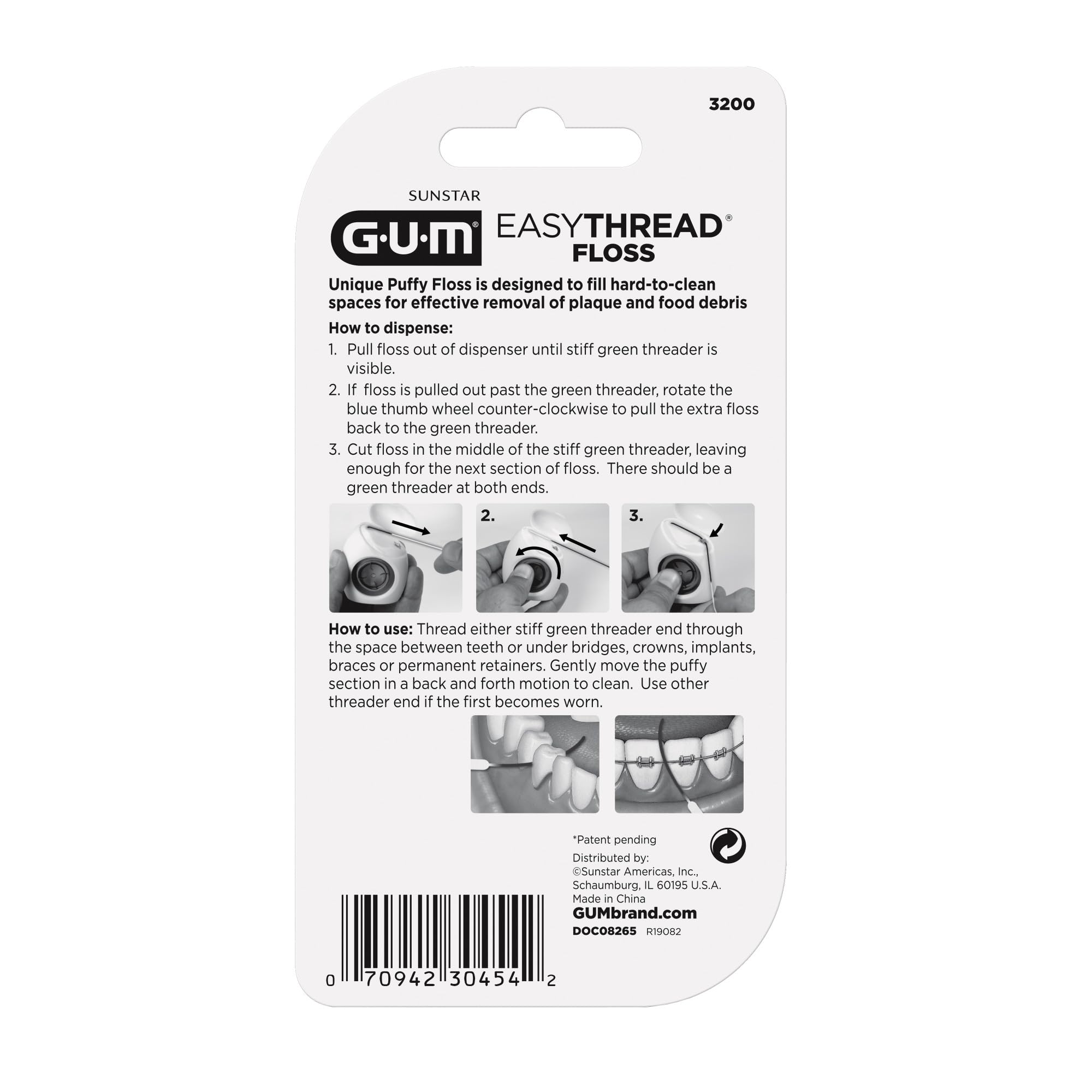 GUM EasyThread comparación de tamaño en mano destacando portabilidad y 50 usos