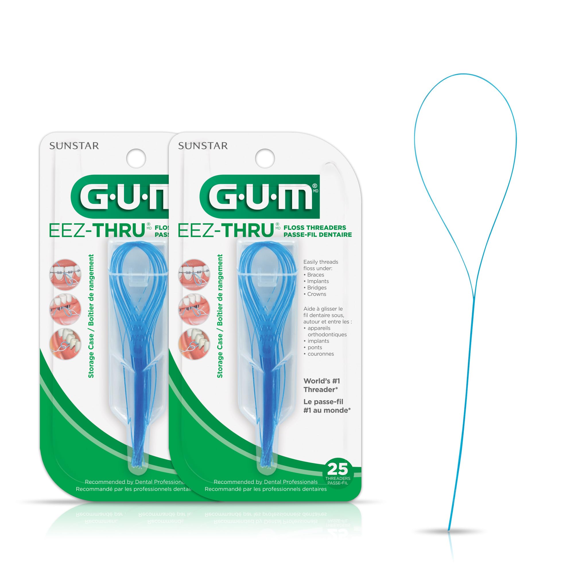 GUM Eez-Thru frente del empaque mostrando cantidad y estuche compacta