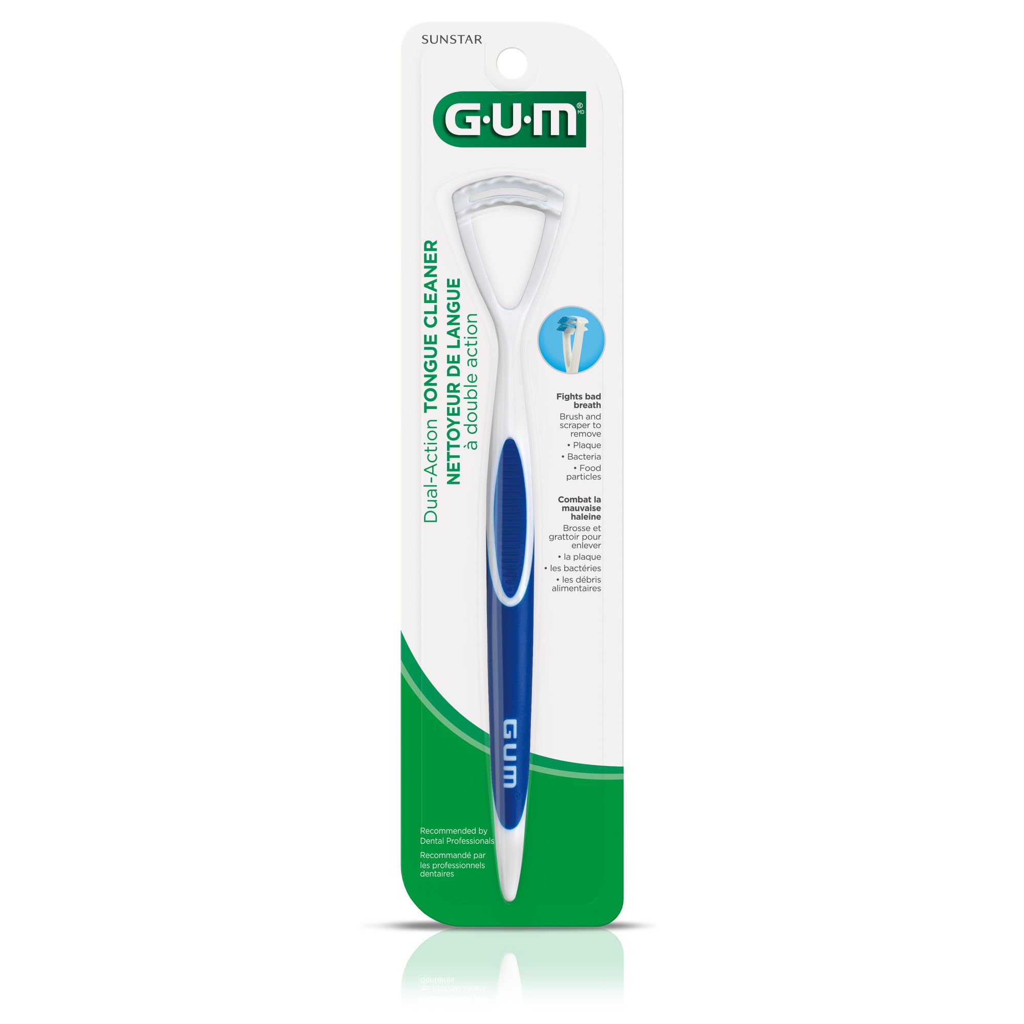 GUM limpiador junto a regla mostrando tamaño y alcance del mango largo
