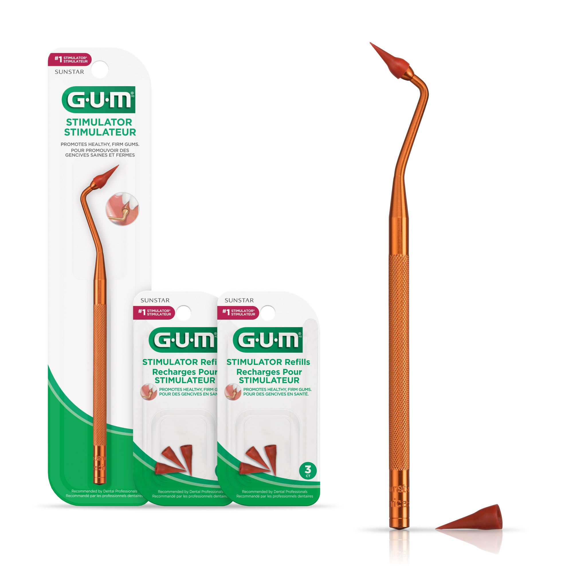 GUM manija frontal del estimulador con punta y beneficio de control mejorado