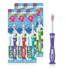 GUM cepillo frontal empaque mostrando seis unidades y diseño Monsterz