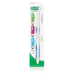 GUM Proxabrush en uso alrededor de brackets mostrando limpieza segura