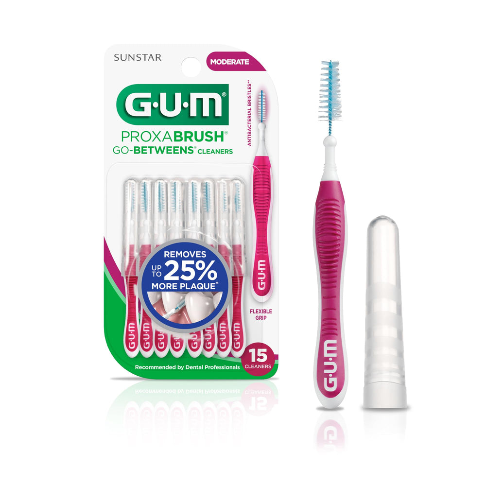 GUM Proxabrush frontal del empaque mostrando la caja y el logo para identificación clara