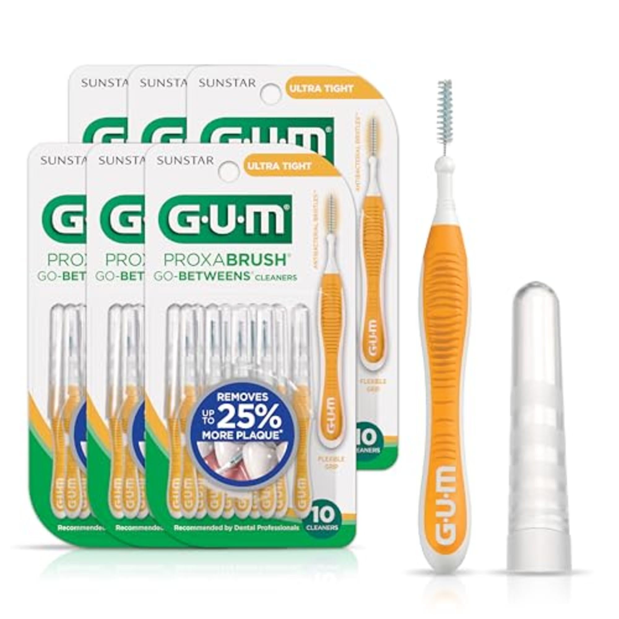 GUM Proxabrush empaque frontal mostrando cantidad y uso práctico