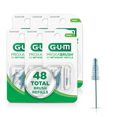 GUM Proxabrush empaque frontal mostrando 8 recambios y conveniencia