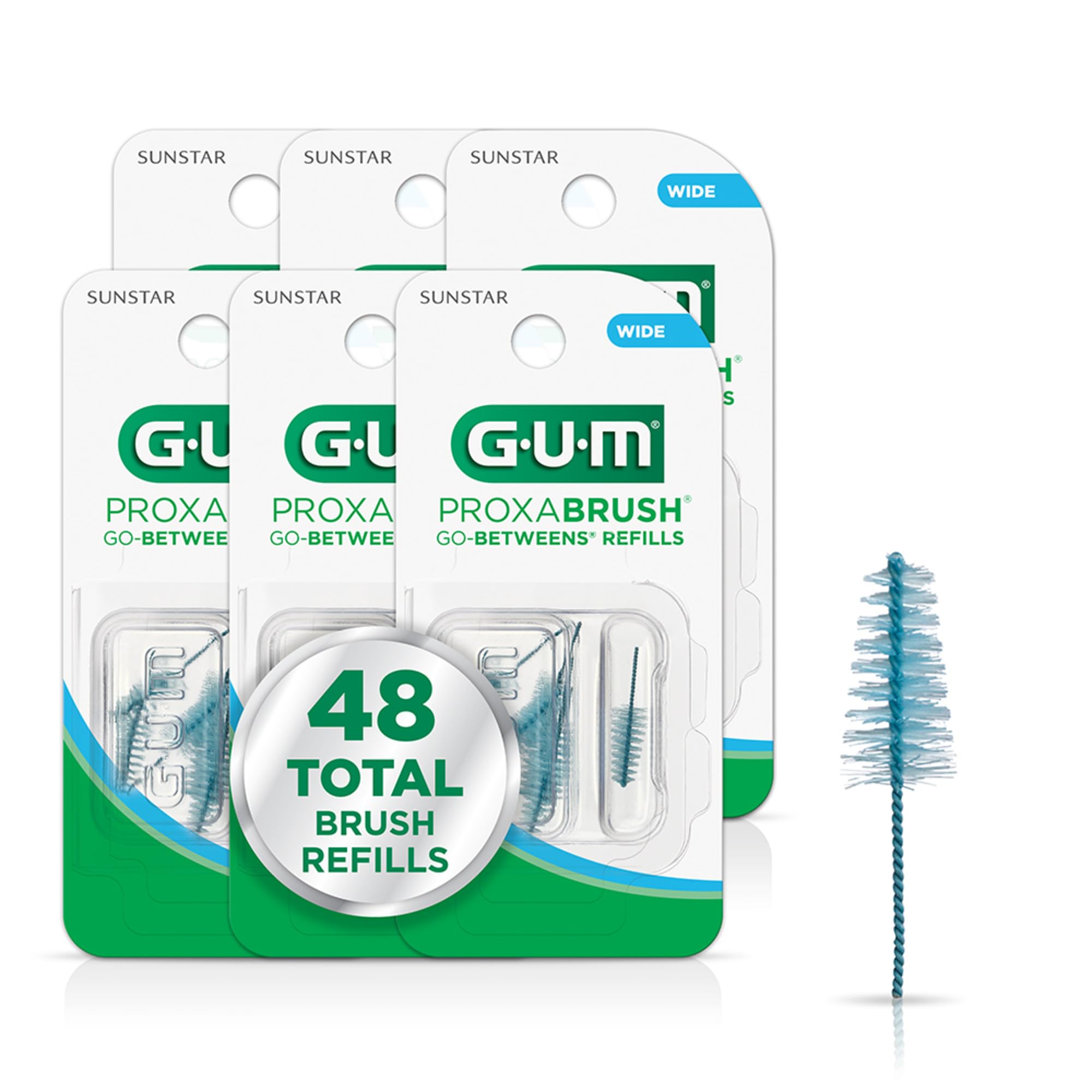 GUM paquete frontal mostrando recambios, fácil identificación y almacenamiento