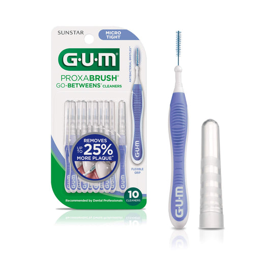 GUM Proxabrush Go-Betweens frontal mostrando diseño compacto y limpieza precisa