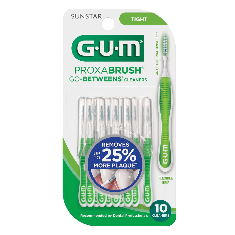 GUM Proxabrush limpiando alrededor de brackets, protege sin rayar aparatos dentales