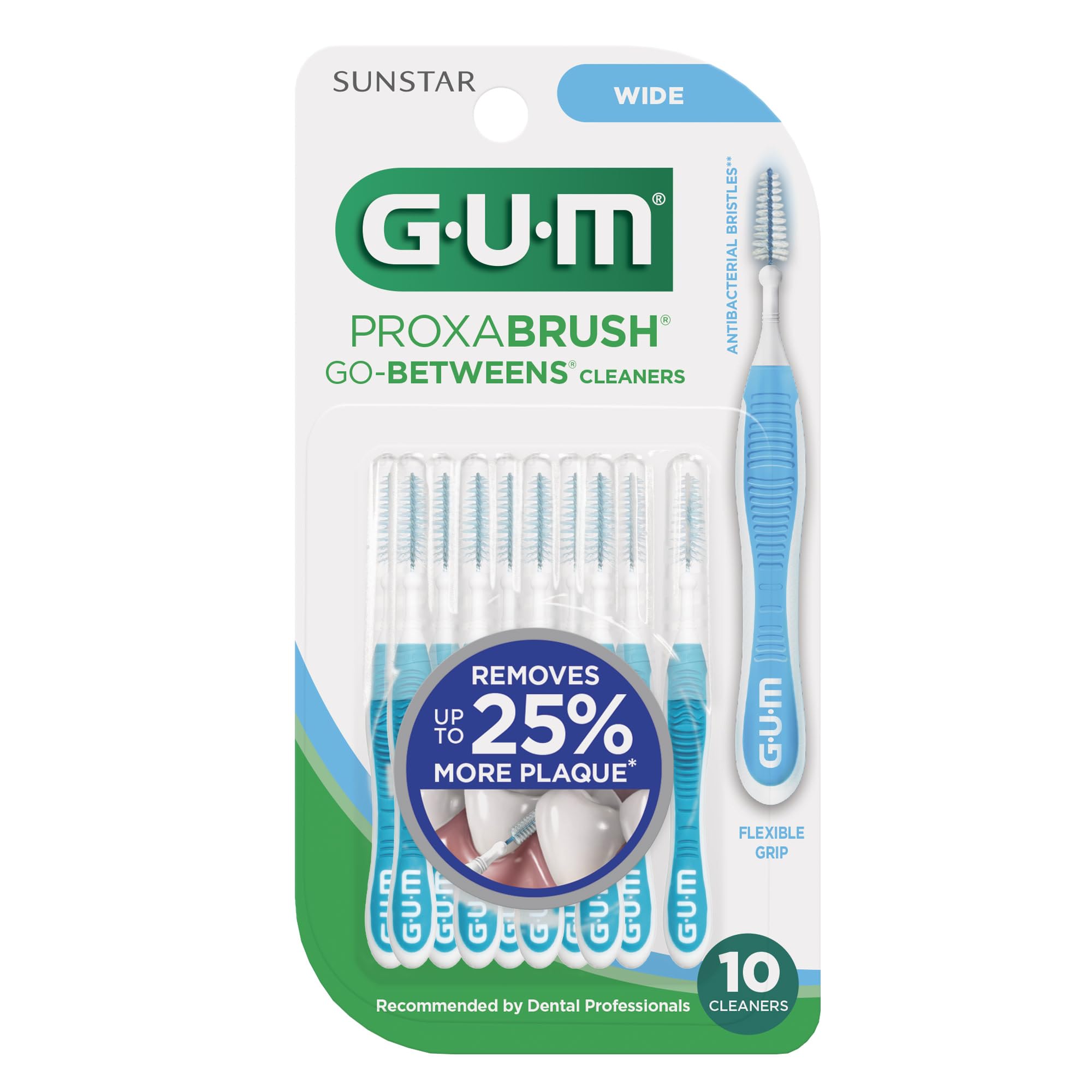GUM Proxabrush paquete múltiple mostrando las diez unidades