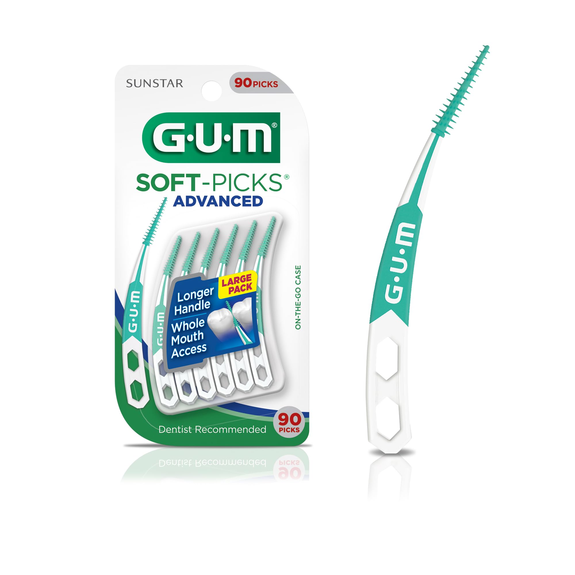 GUM envase frontal de 90 unidades mostrando portabilidad y cantidad
