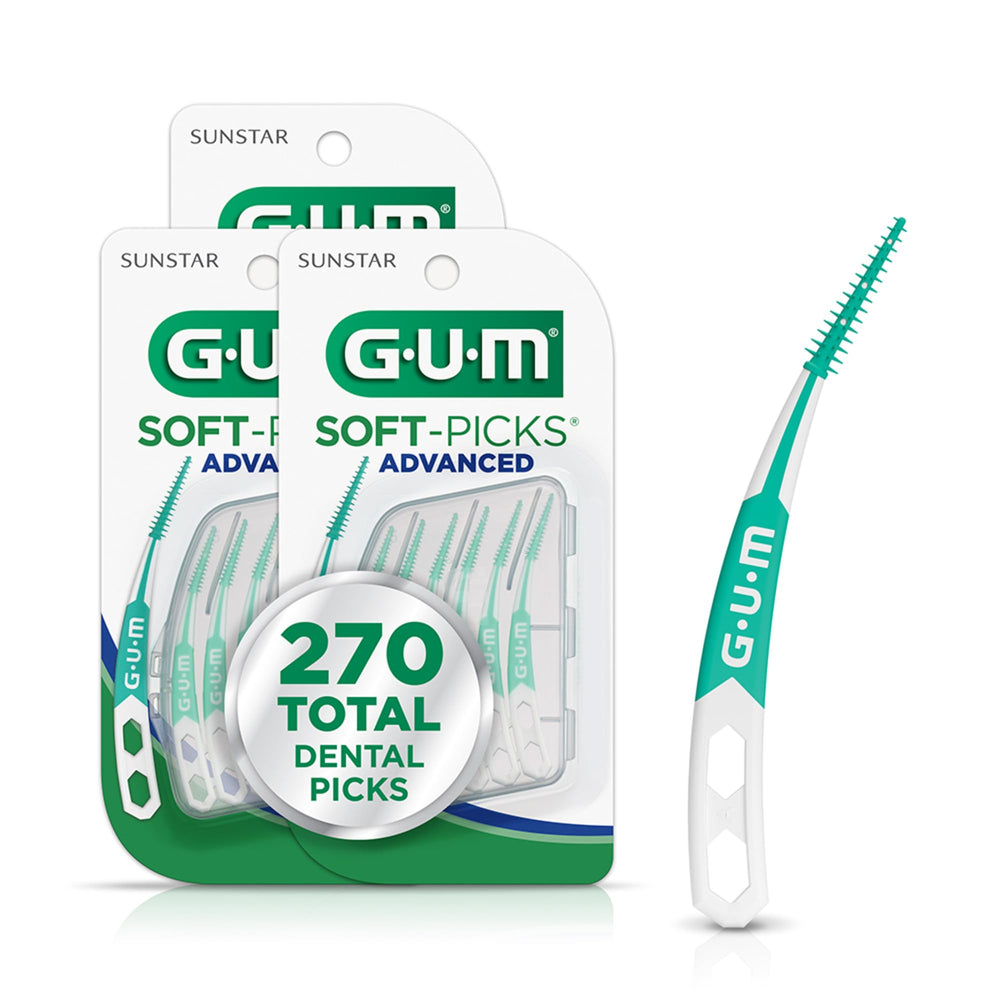 GUM paquete frontal de Soft‑Picks Advanced, limpieza interdental portátil