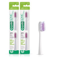 GUM cabezal frontal blanco mostrando forma y ajuste, mejora la limpieza interdental