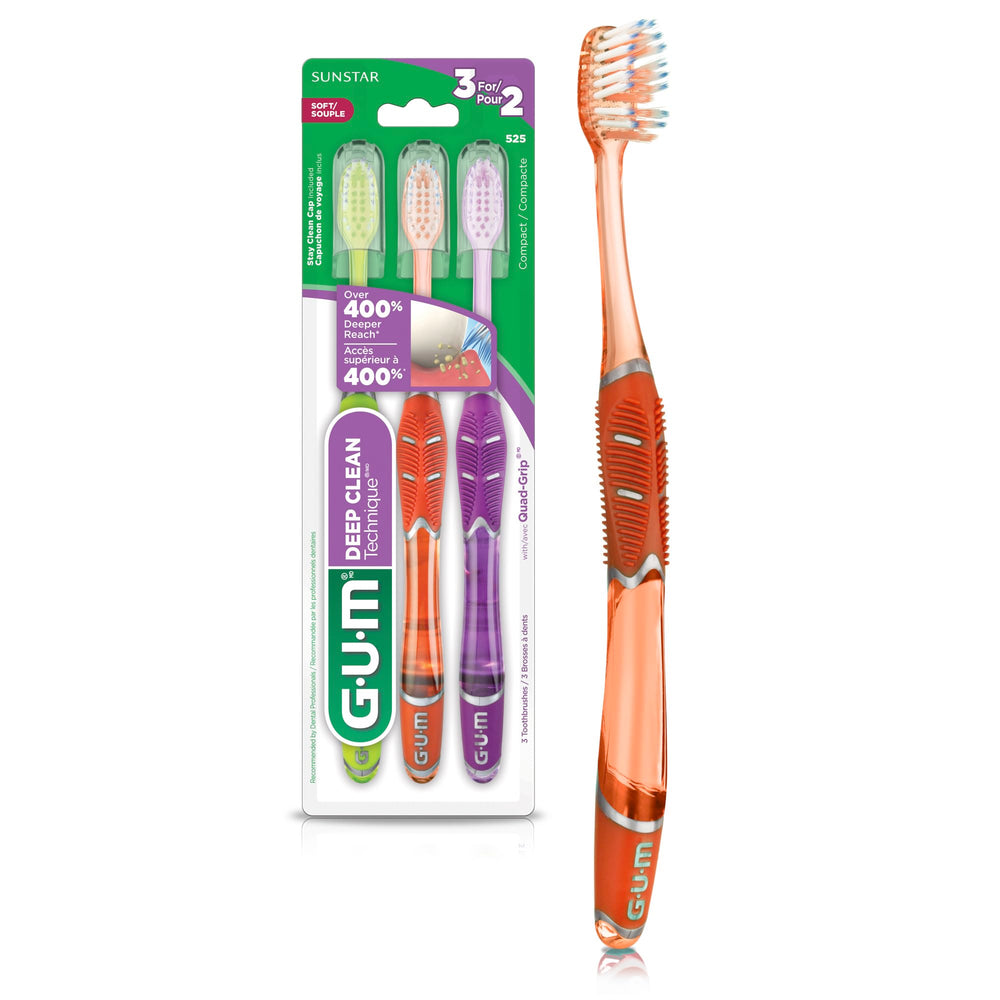 GUM cepillo frontal mostrando diseño compacto y beneficios de maniobrabilidad