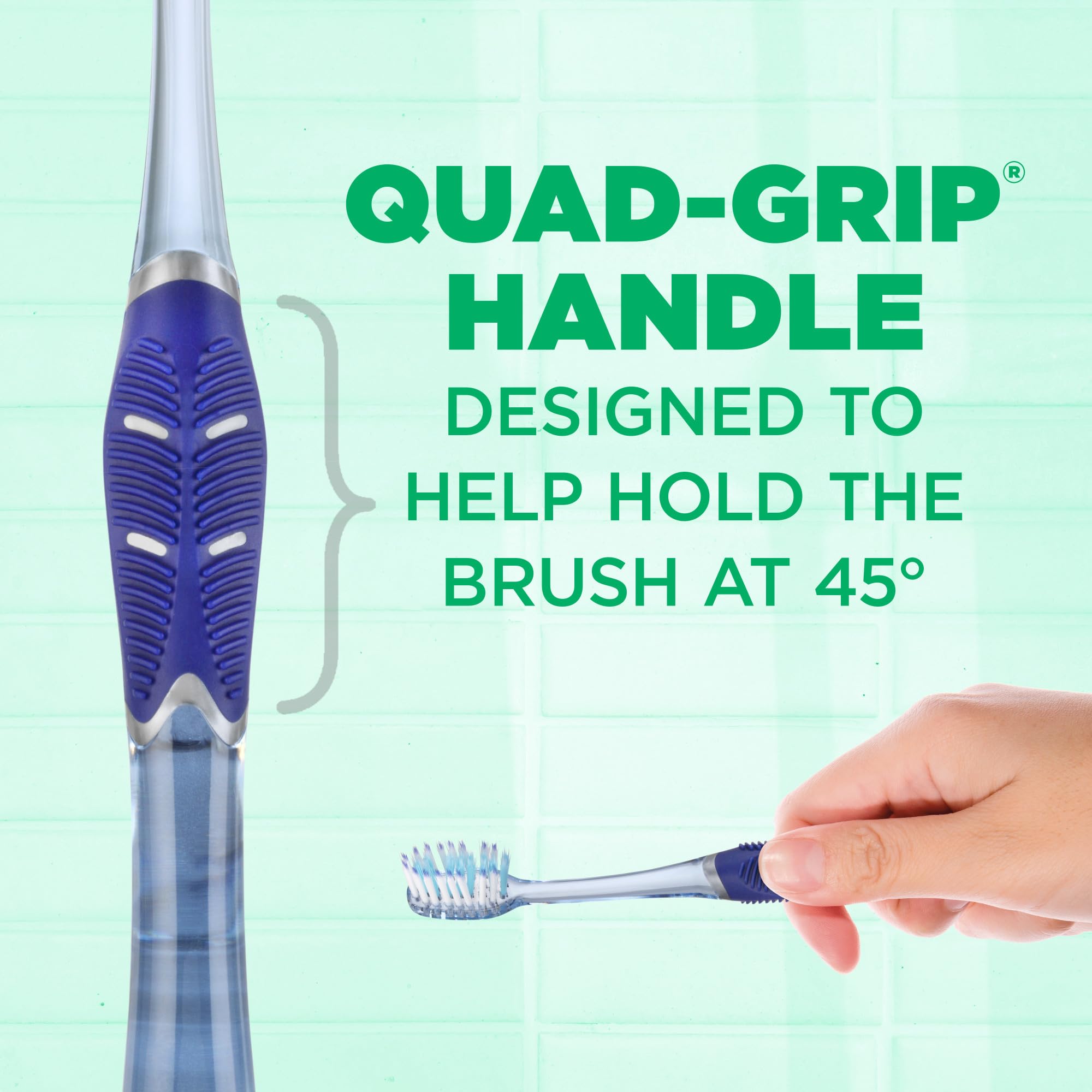 GUM mango Quad-Grip ergonómico que facilita técnica de cepillado correcta