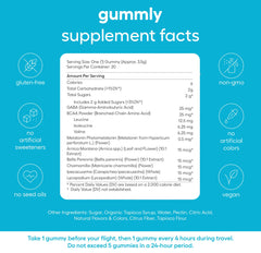 Gummly primer plano de textura de gomitas, aspecto apetitoso y dosificación clara