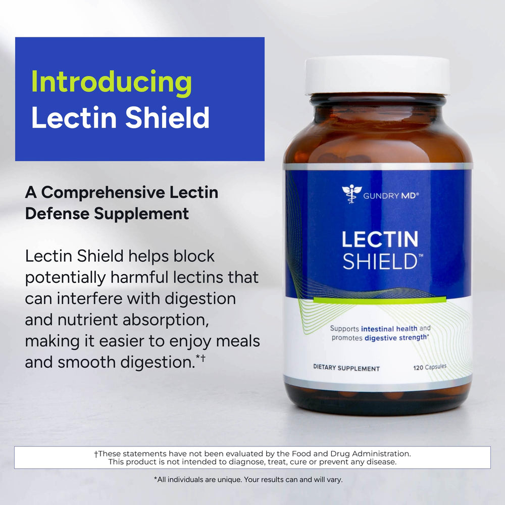 Gundry MD Lectin Shield cápsulas en primer plano destacando textura y dosificación