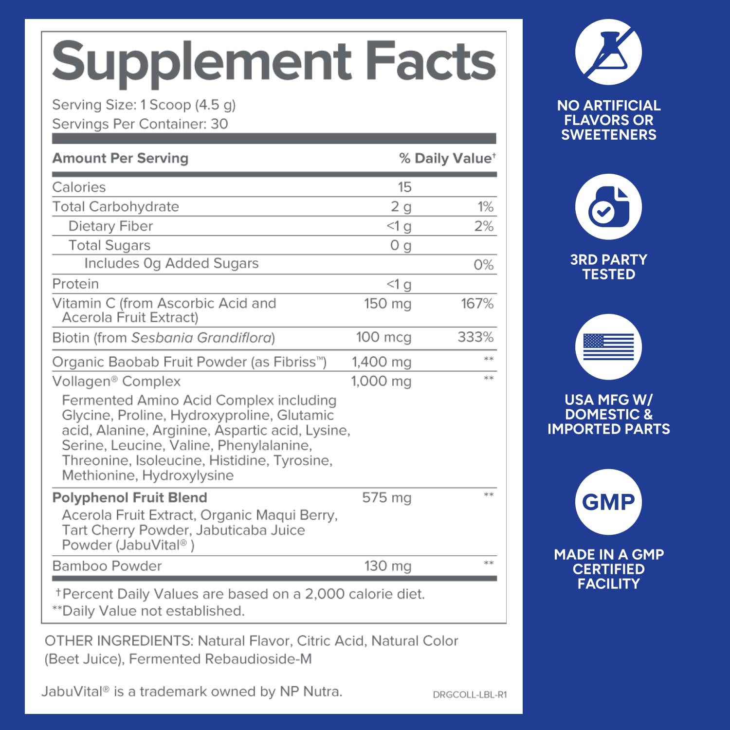 Gundry MD etiqueta de Phyto Collagen destacando aminoácidos y vitamina C beneficiosos