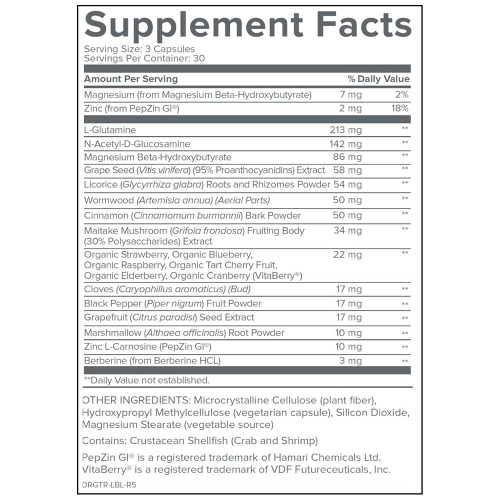 Gundry MD etiqueta nutricional legible con información de dosis
