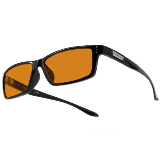 Detalle de lente Gunnar Riot Onyx resaltando filtro de luz azul eficaz