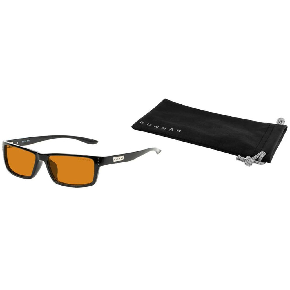 Comparación de tamaño Gunnar Riot Onyx junto a un smartphone para referencia