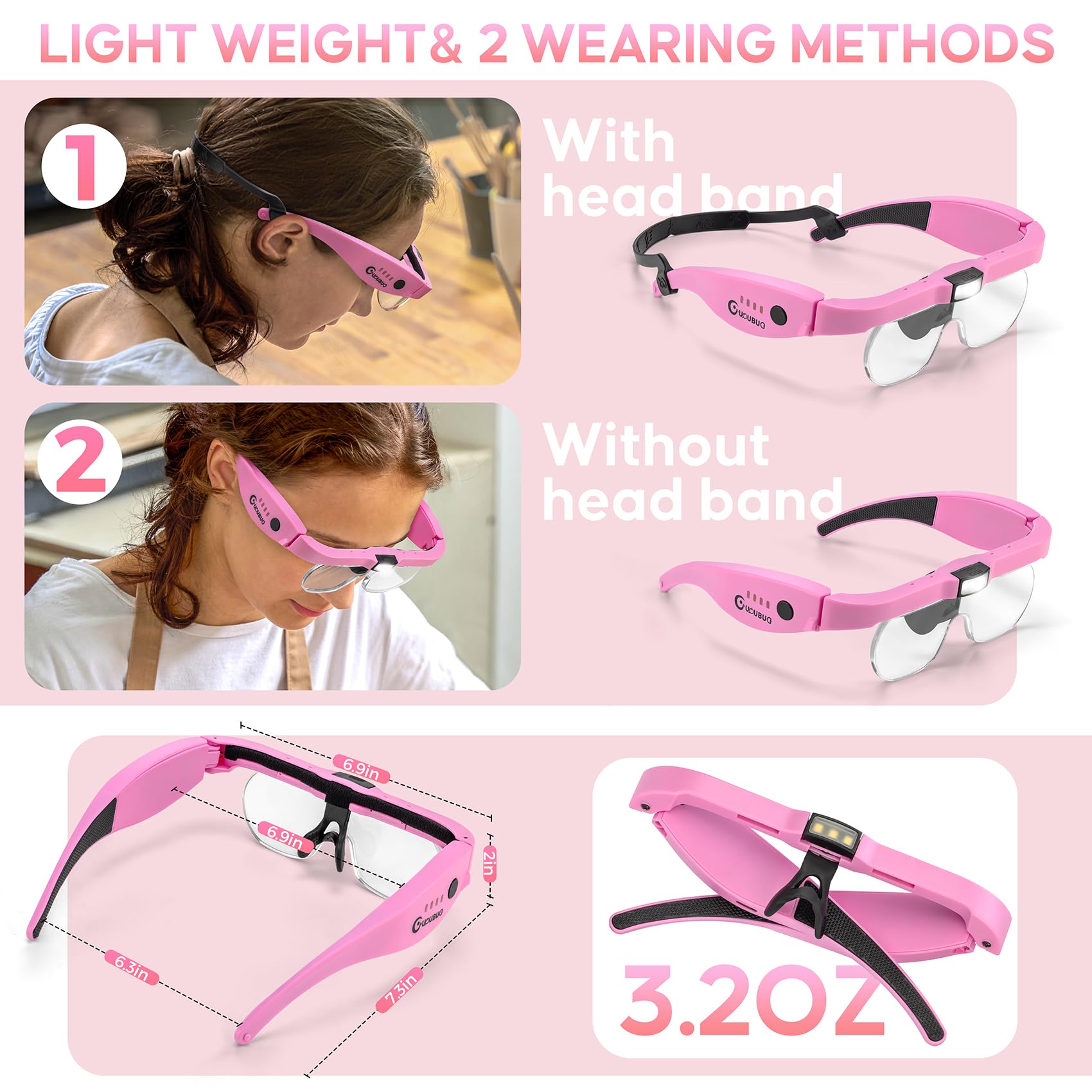 GUOUBUO iluminación LED ajustable para foco exacto