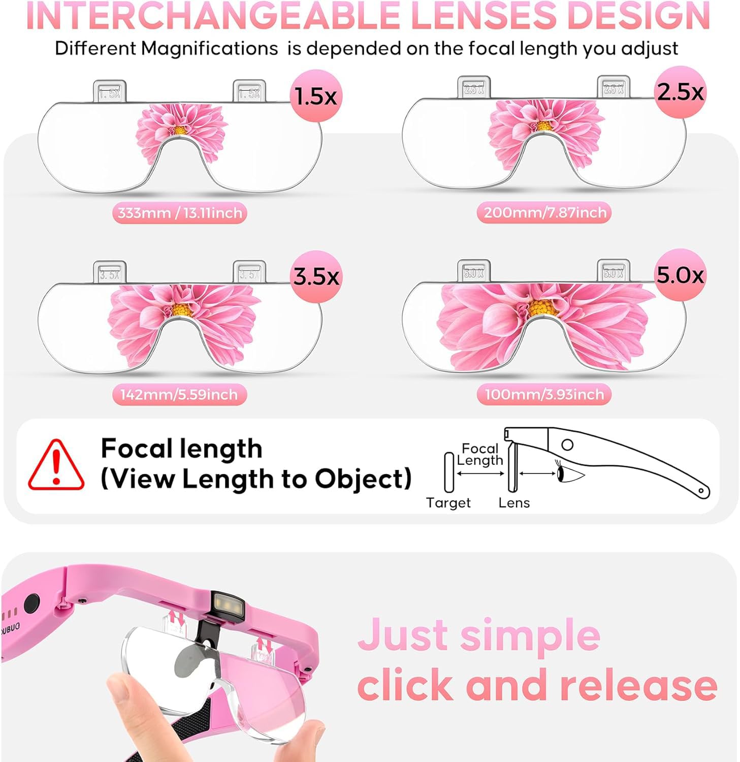 GUOUBUO lentes desmontables detalle resistente y claro