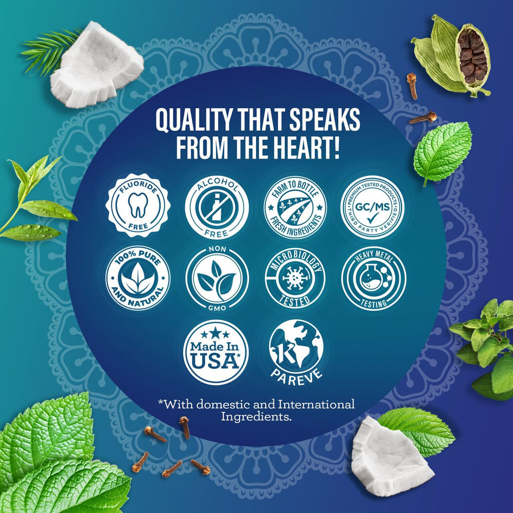 GuruNanda botella entre ingredientes naturales organizada como set