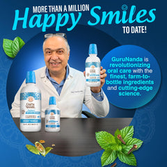 GuruNanda botella en mano para comparar escala y calcular dosis sugerida