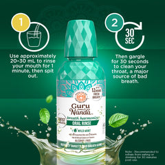 GuruNanda botella junto a mano para comparar tamaño real de 16 oz