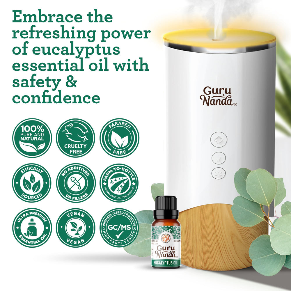 GuruNanda aceite en difusor ilustrando aroma ambiental y ambiente relajante